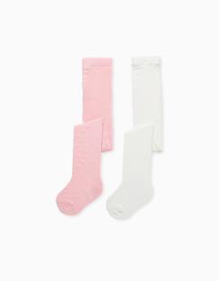 2 paires de collants côtelés/jacquard  - vertbaudet enfant