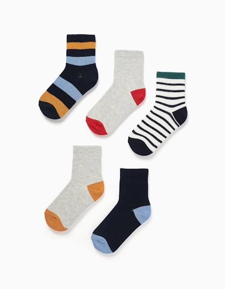 Garçon-Lot de 5 chaussettes avec détails contrastés