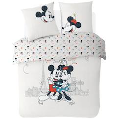Linge de maison et décoration-Linge de lit enfant-Housse de couette disney mickey et minnie paris love coton
