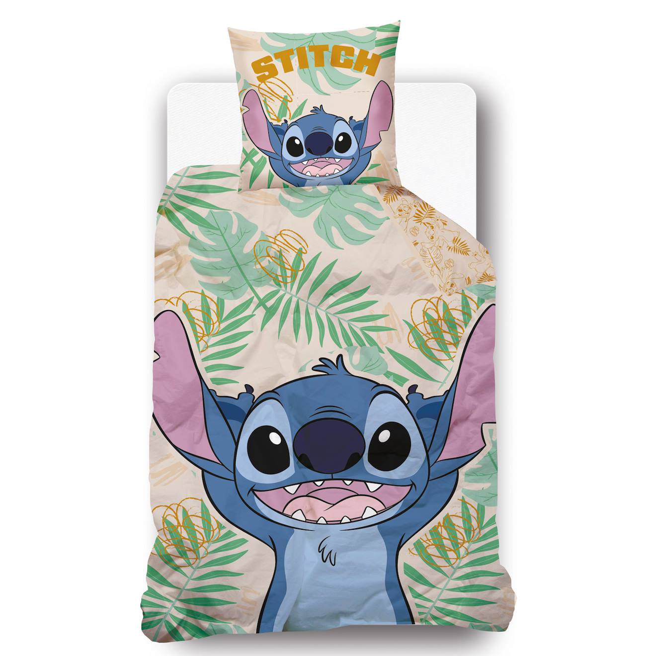 Housse De Couette Disney Lilo Et Stitch Jungle Coton Beige