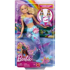 -Poupée barbie sirène fleurs magiques blonde