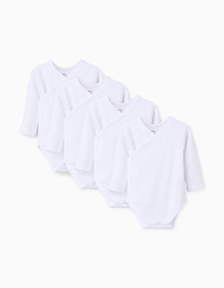 Bébé-Lot de 4 bodies croisés en coton peigné