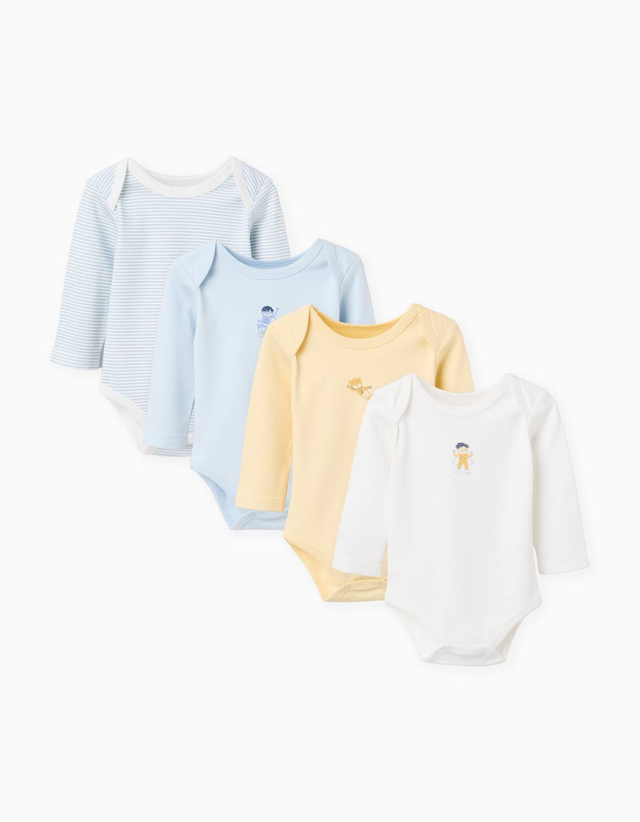 Lot De 4 Bodies En Coton Rayés/imprimés Multicolore