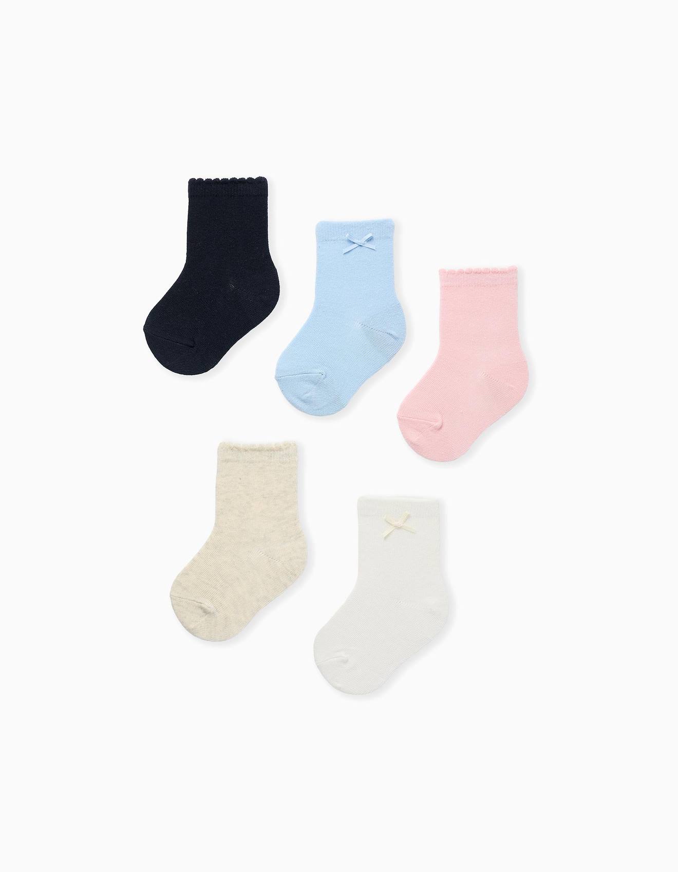 5 Paires De Chaussettes Unies Multicolore