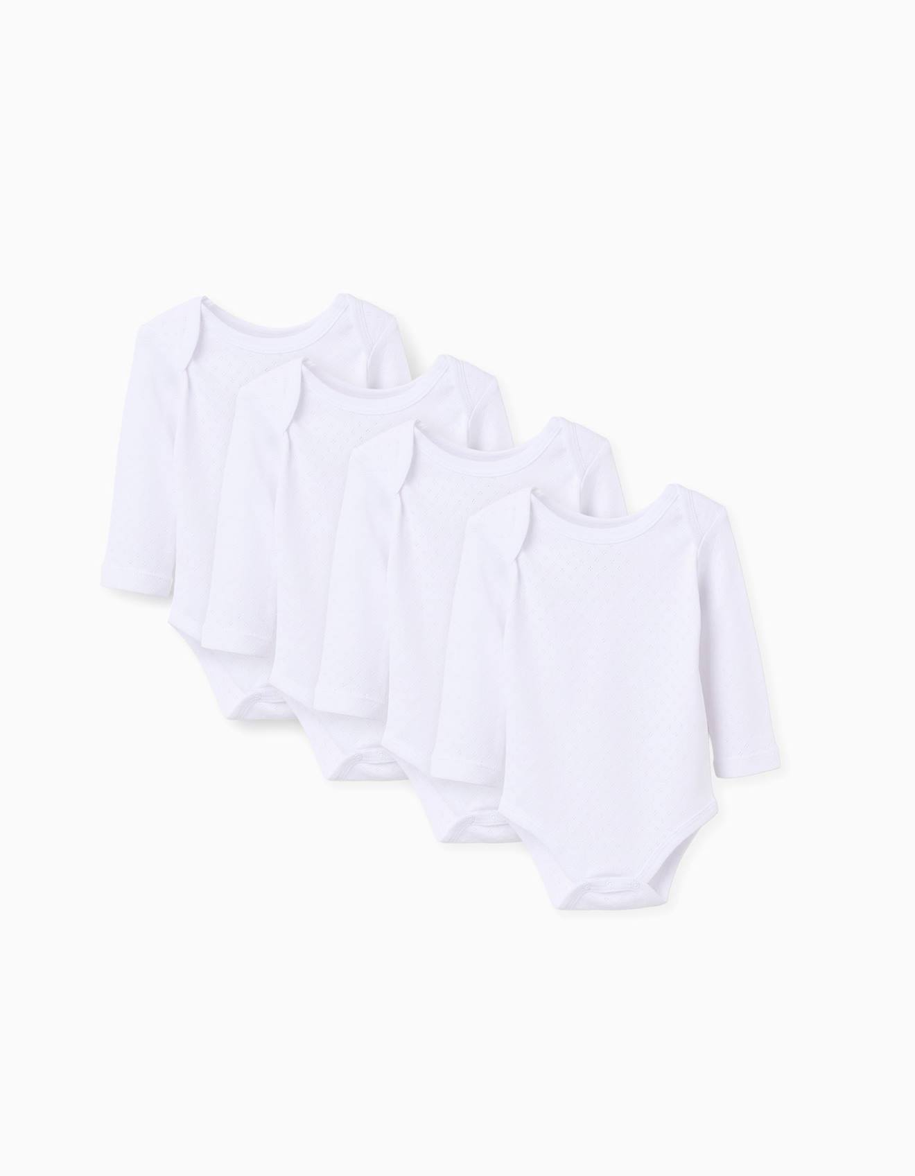Lot de 4 bodies en coton peigné blanc