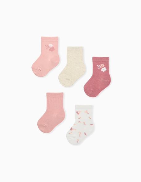 Bébé-Lot de 5 paires de chaussettes à fleurs