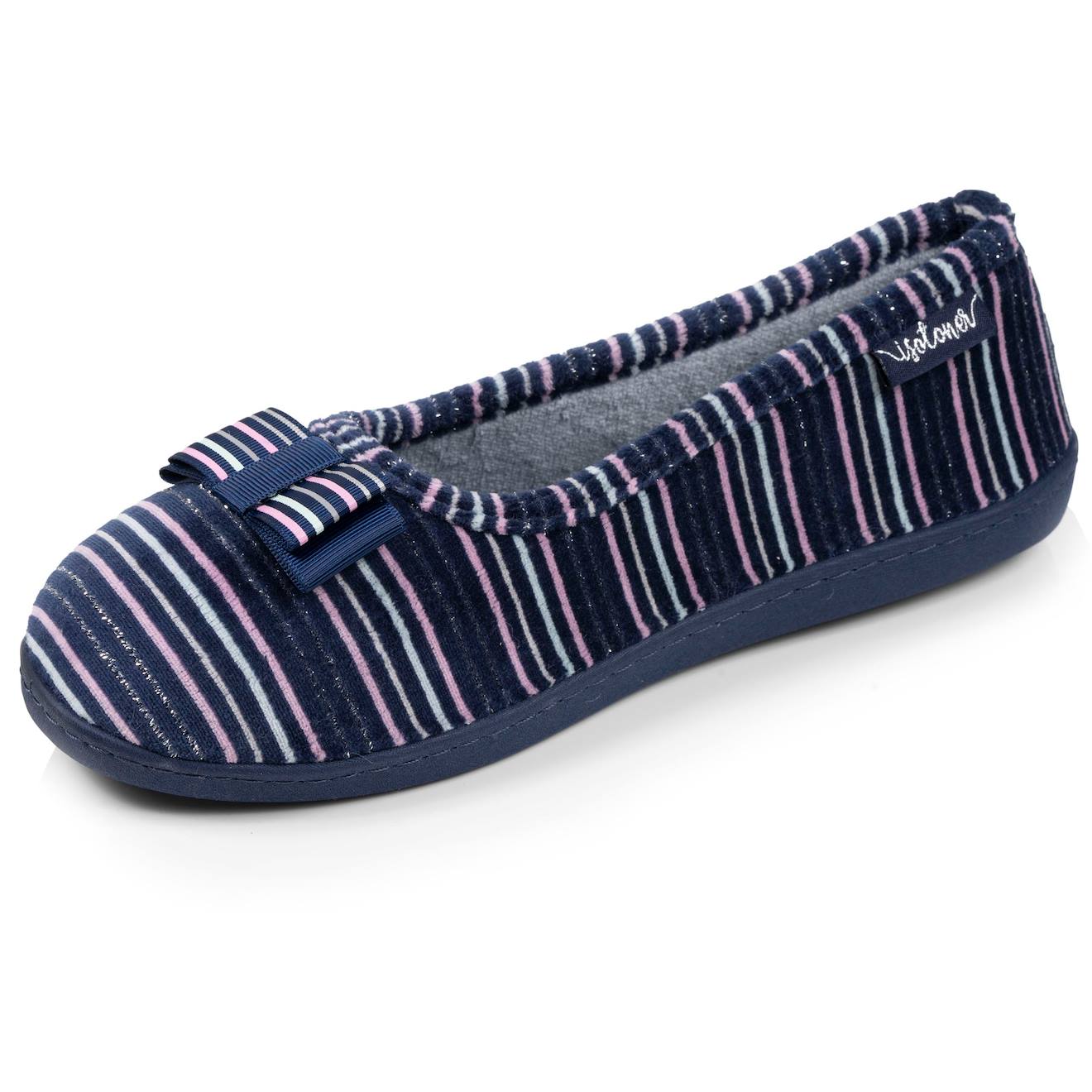 Chaussons Ballerines Velours Semelle Ergonomique Rayure Marine 20 €