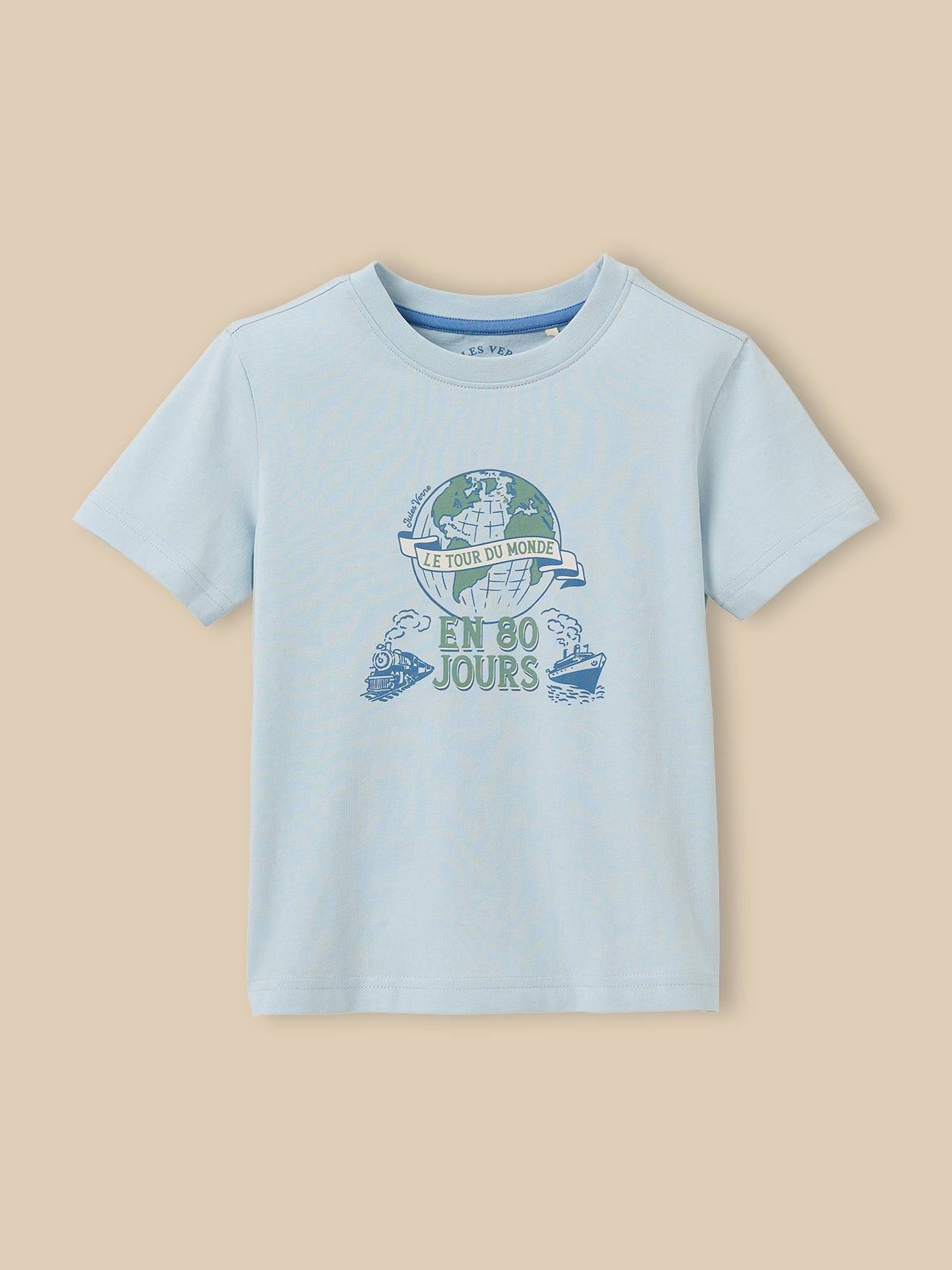 T-shirt Enfant Collection Jules Verne - Coton Biologique Bleu Pastel 18 €