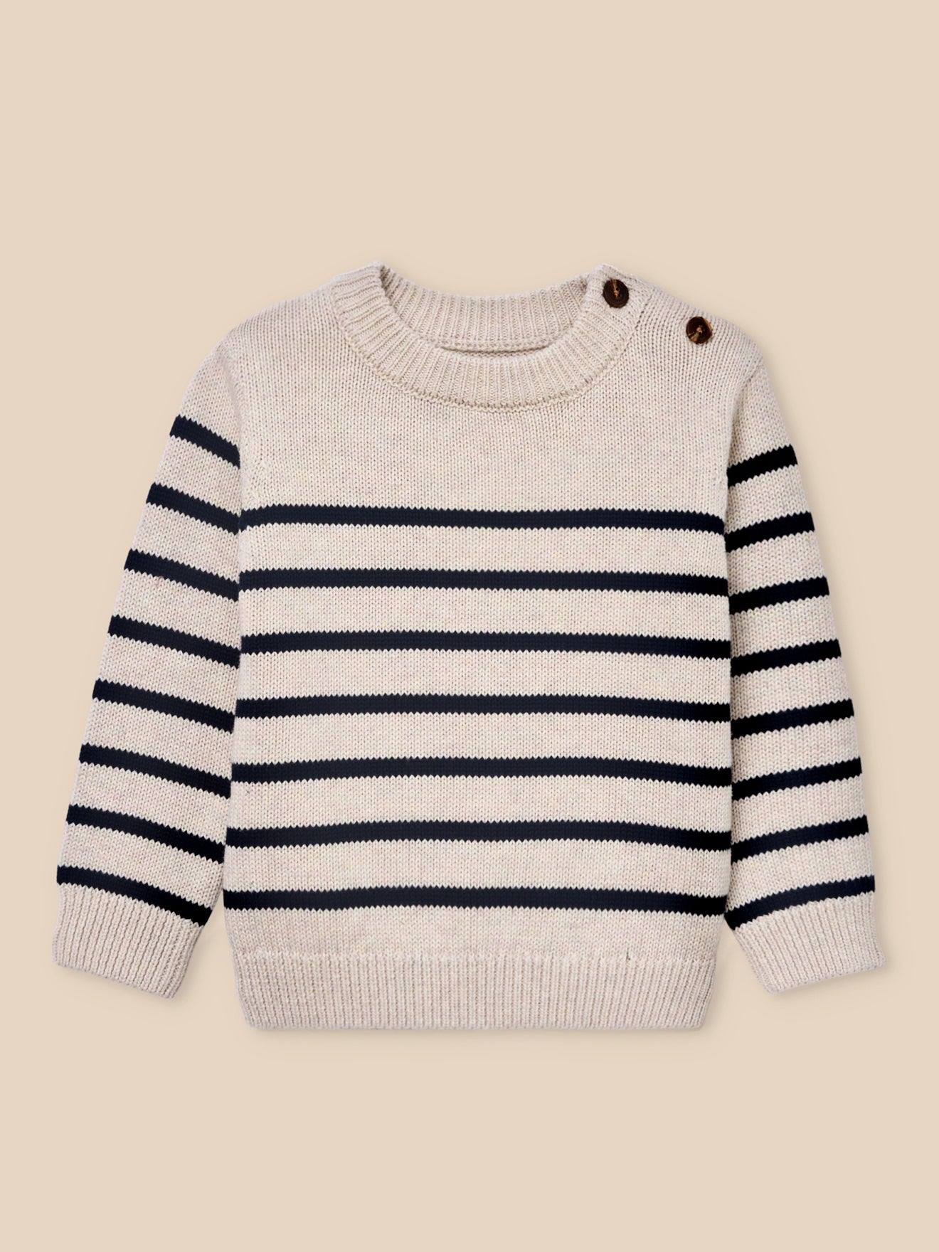 Pull Ray Bb - Coton Biologique Rayure Marineecru 23$