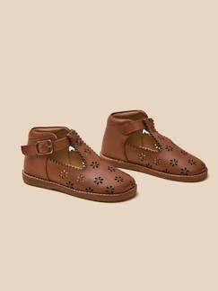 Chaussures-Chaussures fille 23-38-Ballerines, babies-Salomés perforées en cuir bébé