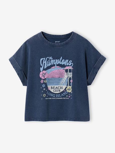 T-shirt manches courtes fille marine 2 - vertbaudet enfant 