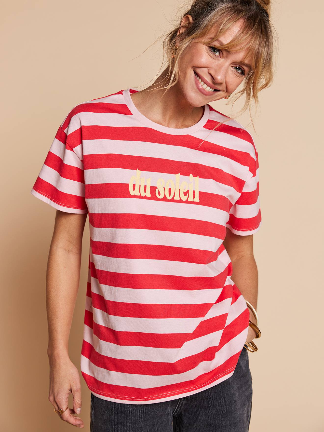 T-shirt marinière du soleil bois de rose