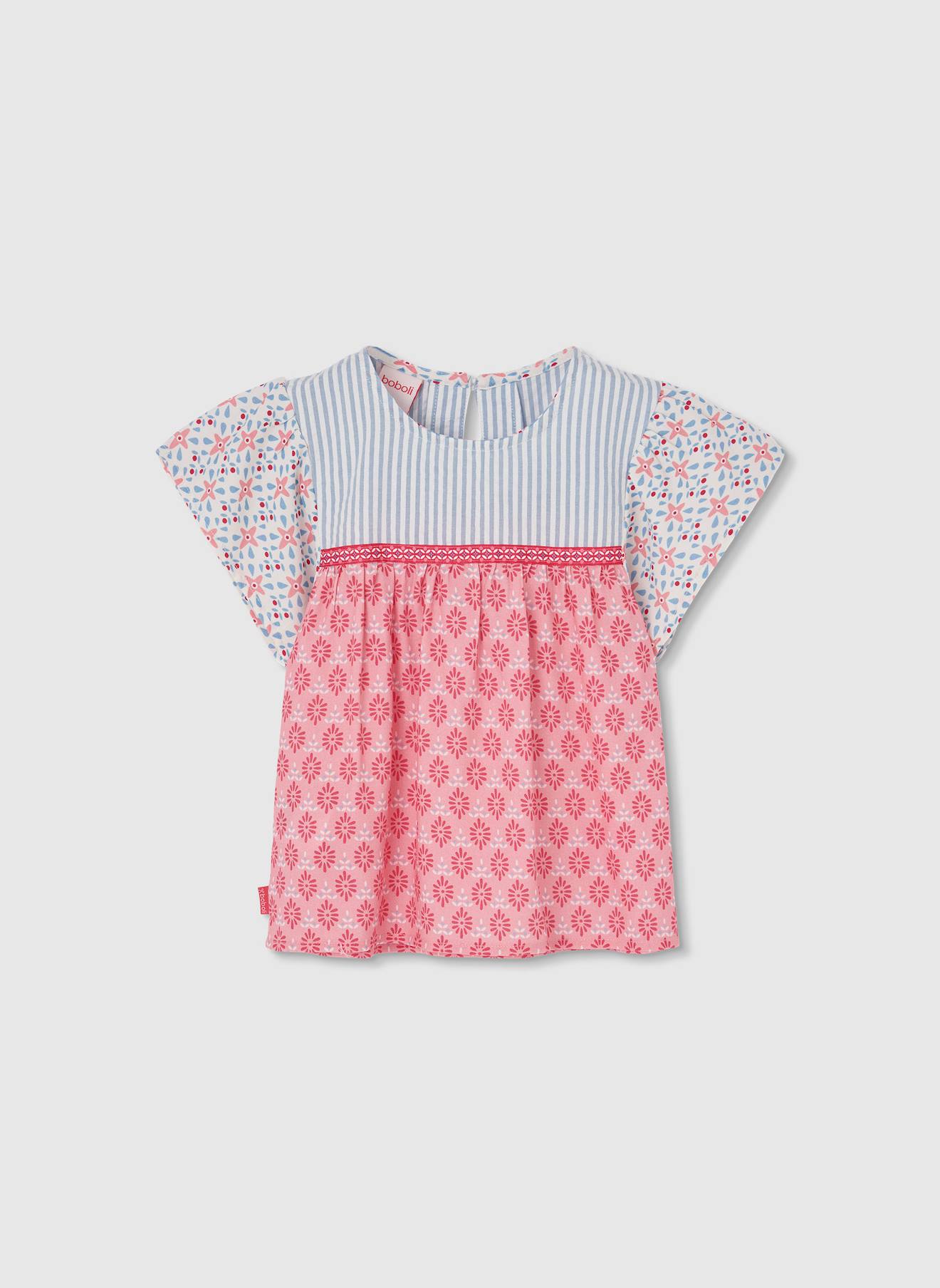 Chemisier fille popeline imprimée multicolore