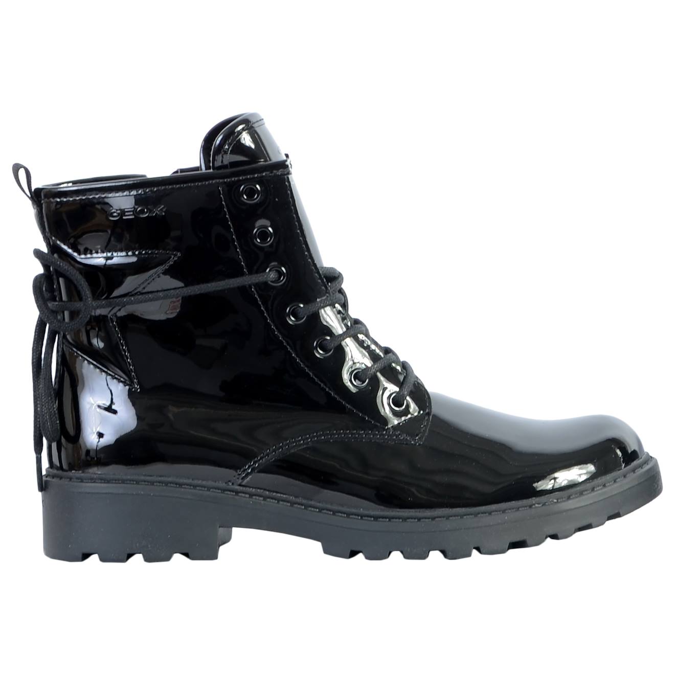 Bottines En Cuir Vernis Lacets Noir 77$