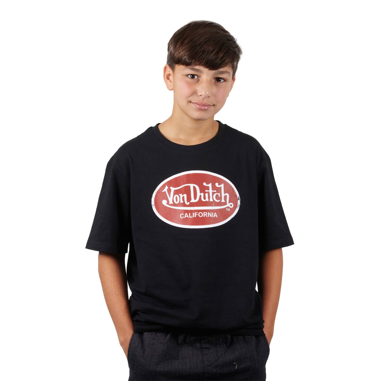 T-shirt À Col Rond Et Manches Courtes Relax Fit Relax Noir/rouge