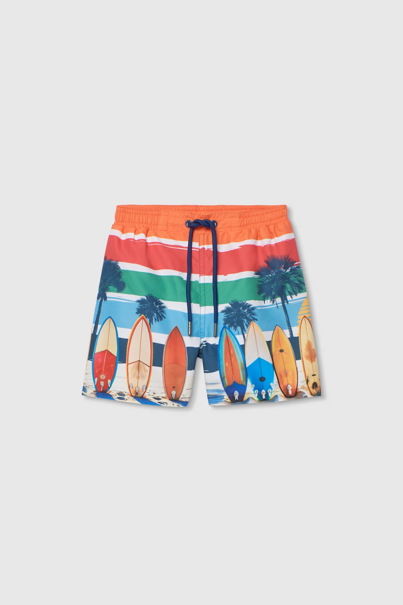 Maillot De Bain Garçon En Tissu Recyclé Planche De Surf Orange
