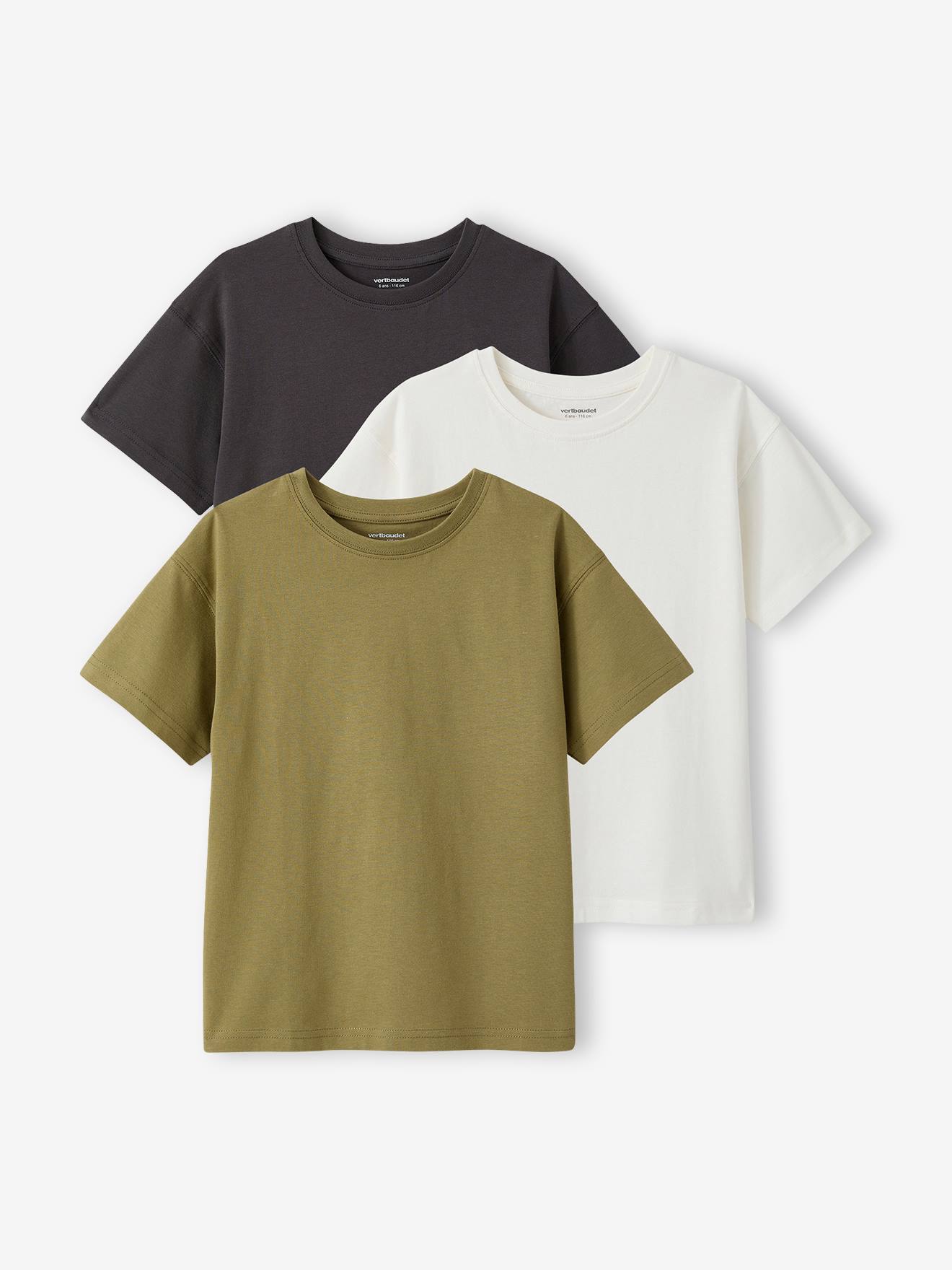 Lot de 3 t-shirts Basics garçon unis olive