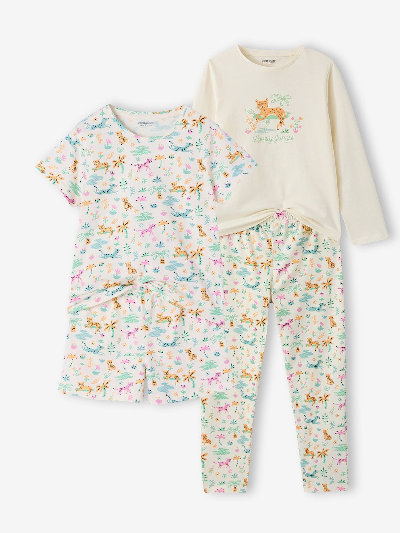 Lot de 2 pyjamas courts manches courtes fille écru