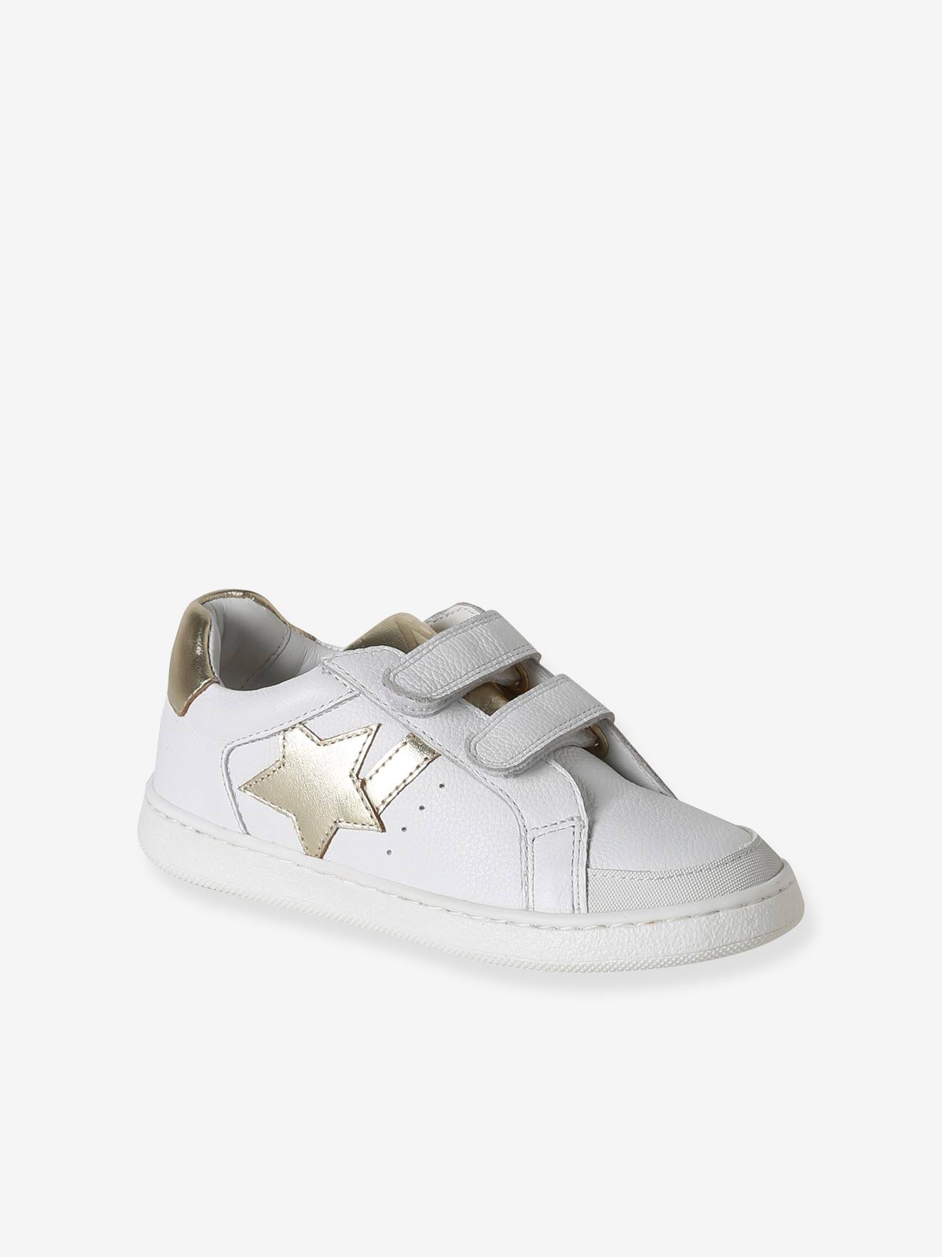 Baskets scratchées cuir enfant collection maternelle blanc