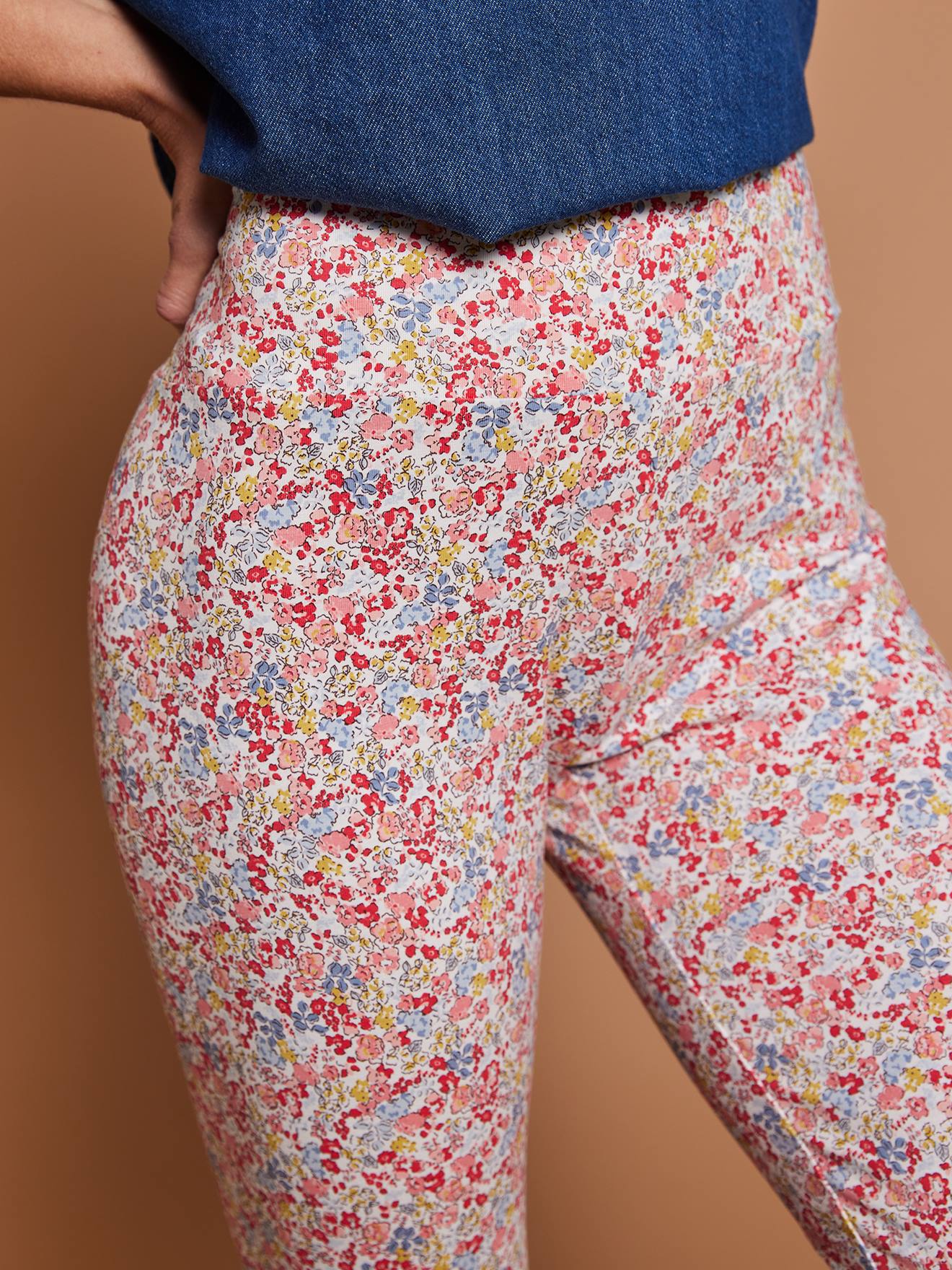 Legging femme imprimé fleuri coton bio multicolore