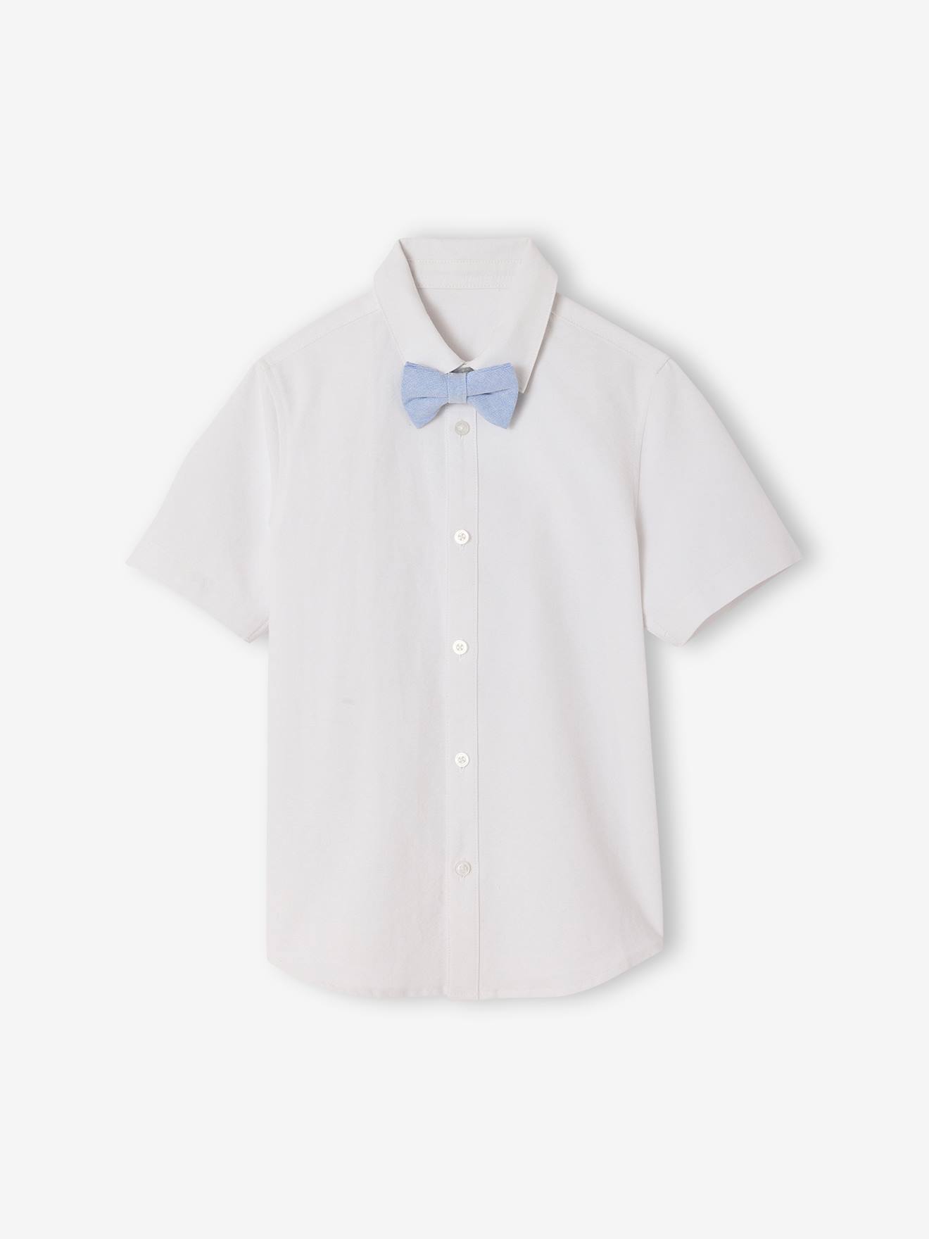 Chemise manches courtes noeud papillon blanc
