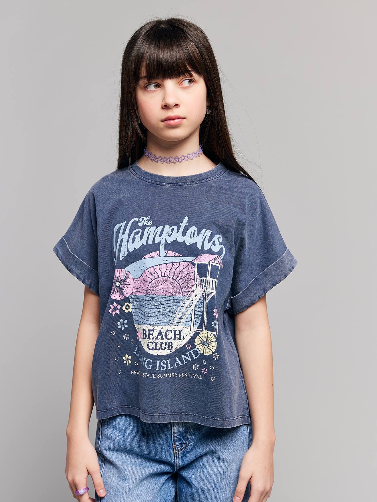 T-shirt manches courtes fille marine