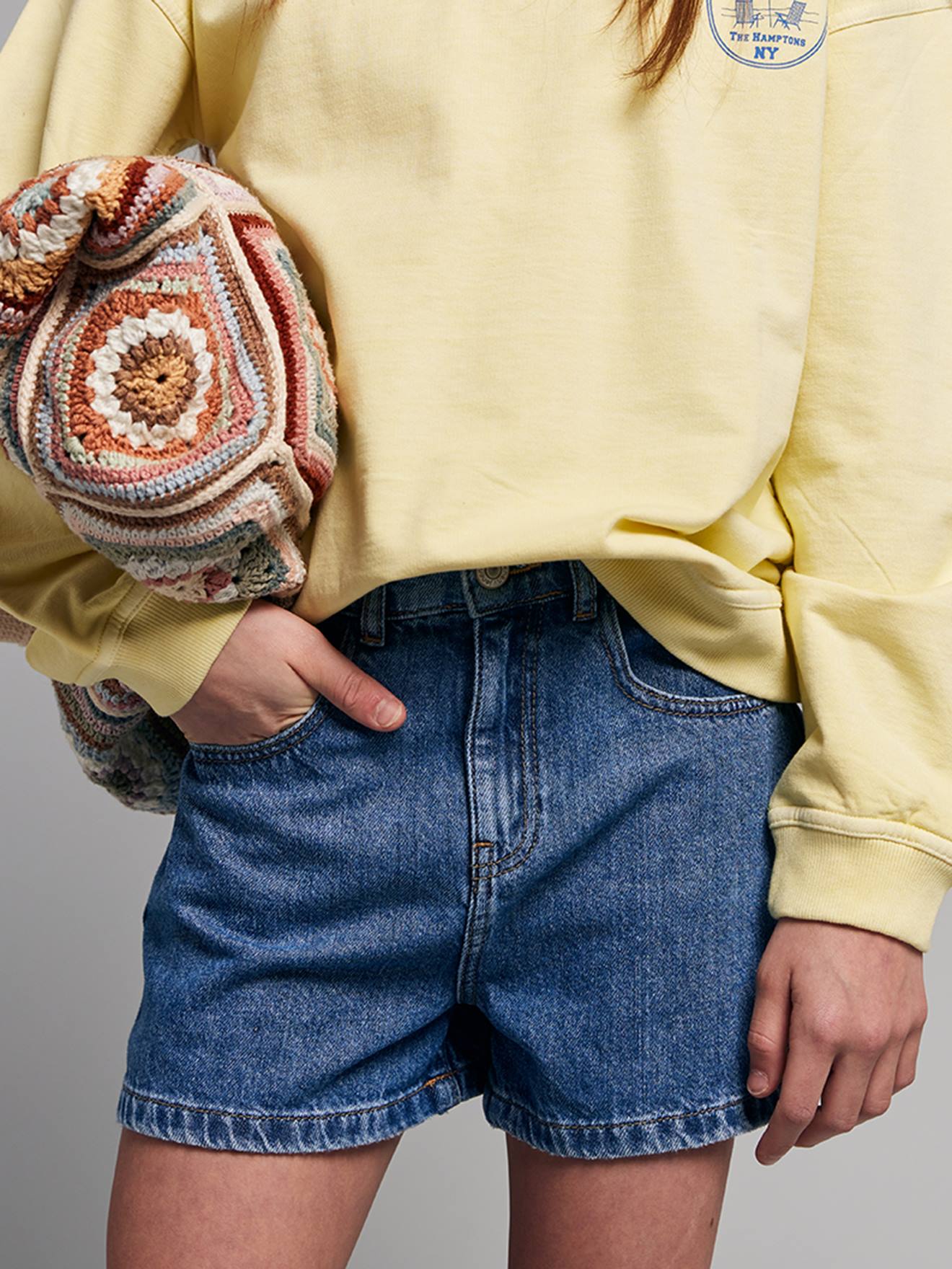 Short enfant en denim coton bleu moyen 14 €