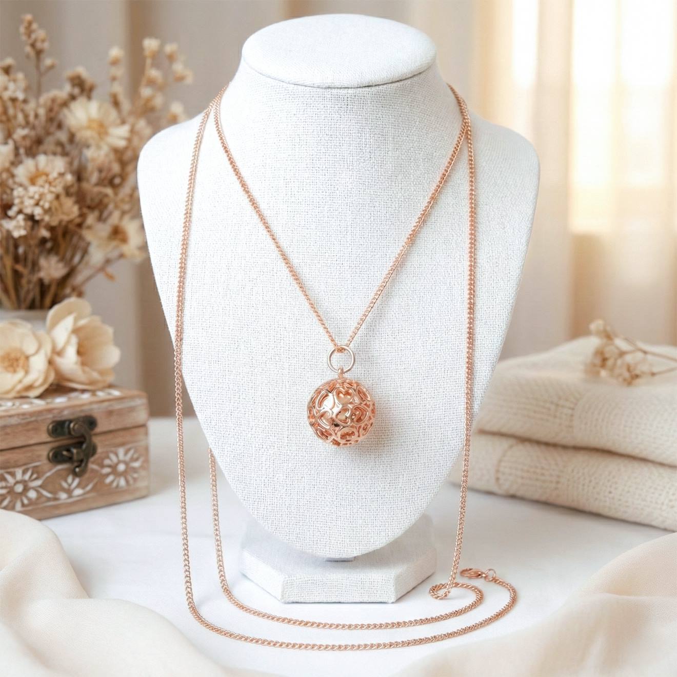 De Grossesse Collier Cage De Coeurs Rose (Bola) - Image 1