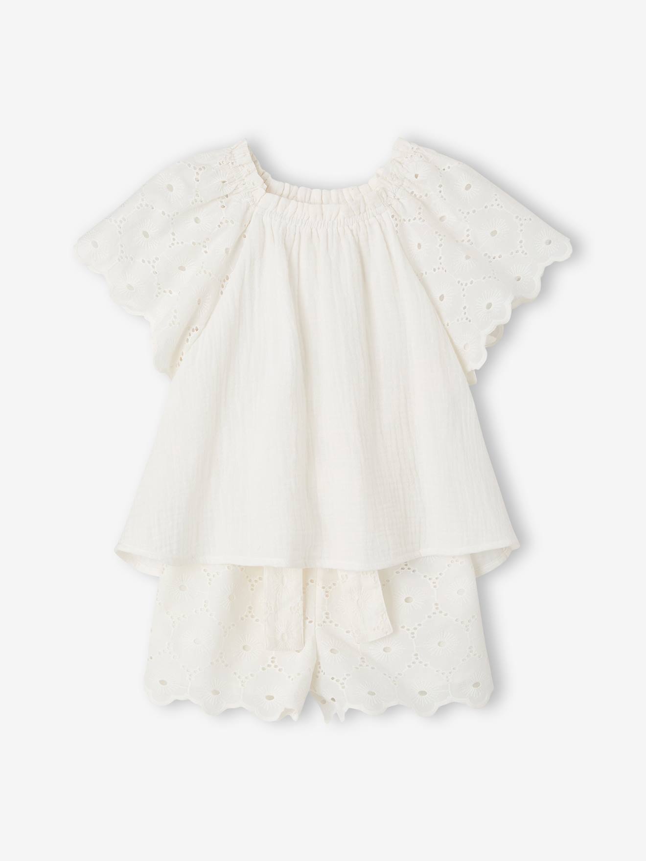 Ensemble 2 pièces short fille Ella Happy Time blanc