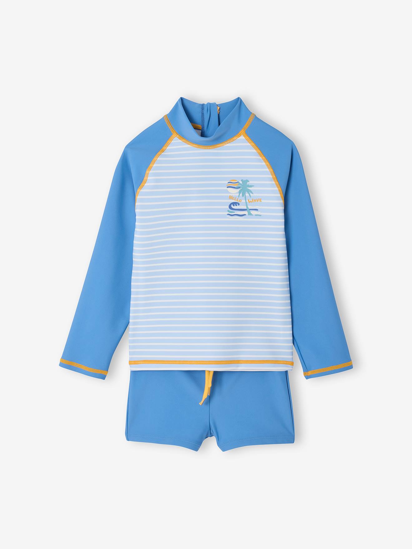 Ensemble manches longues short anti UV bleu azur