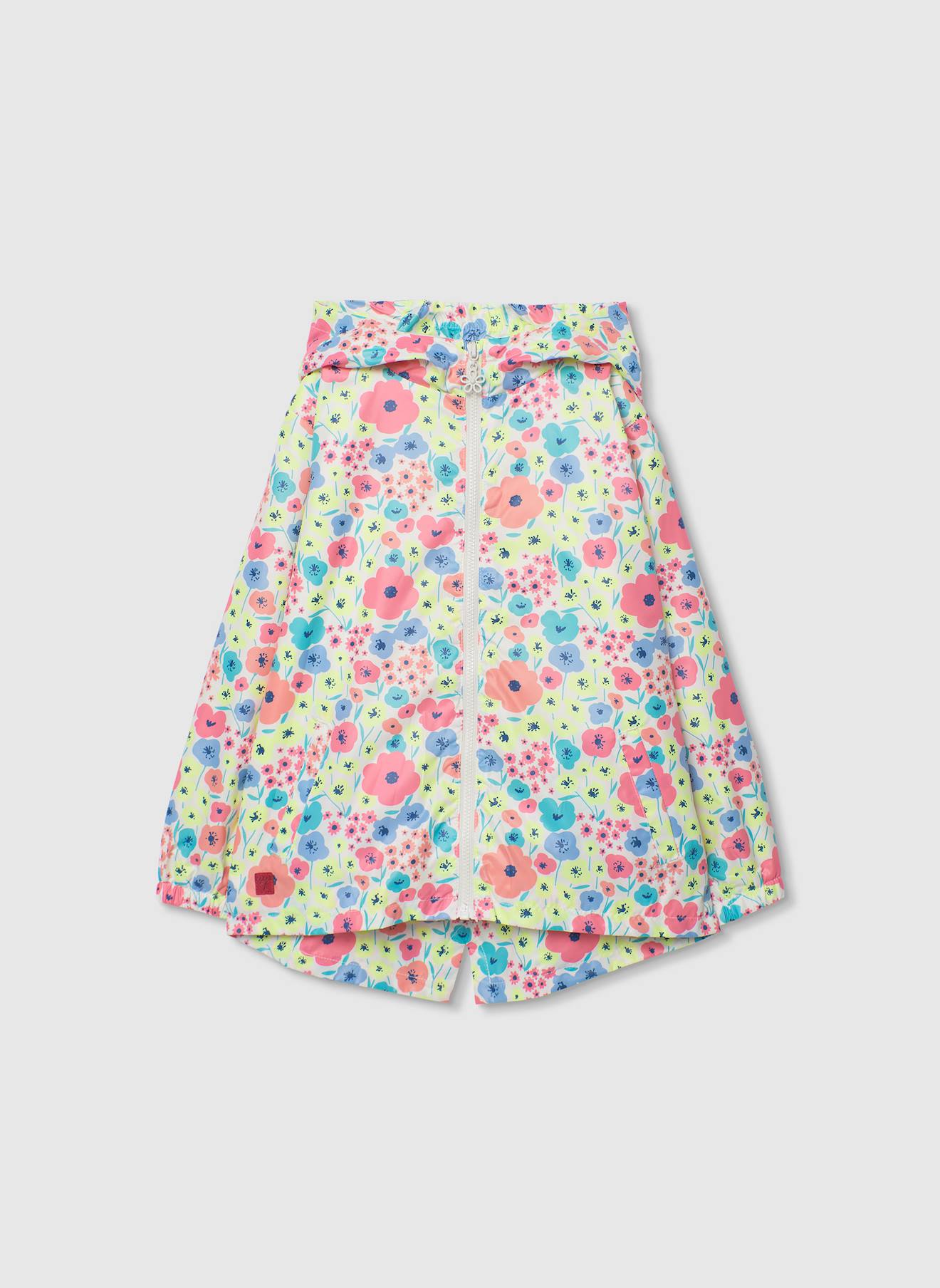 Parka Fille Tissu Technique Imprimé Fleurs Multicolore