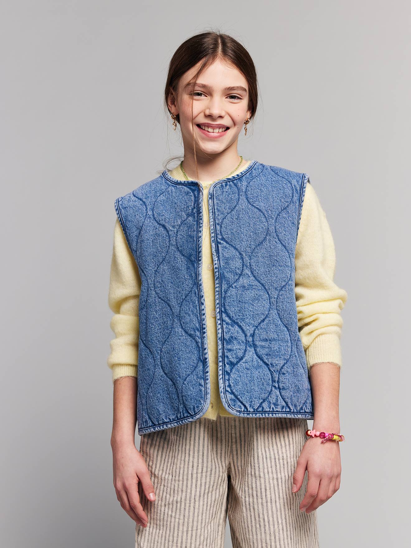 Veste sans manches denim bleu moyen