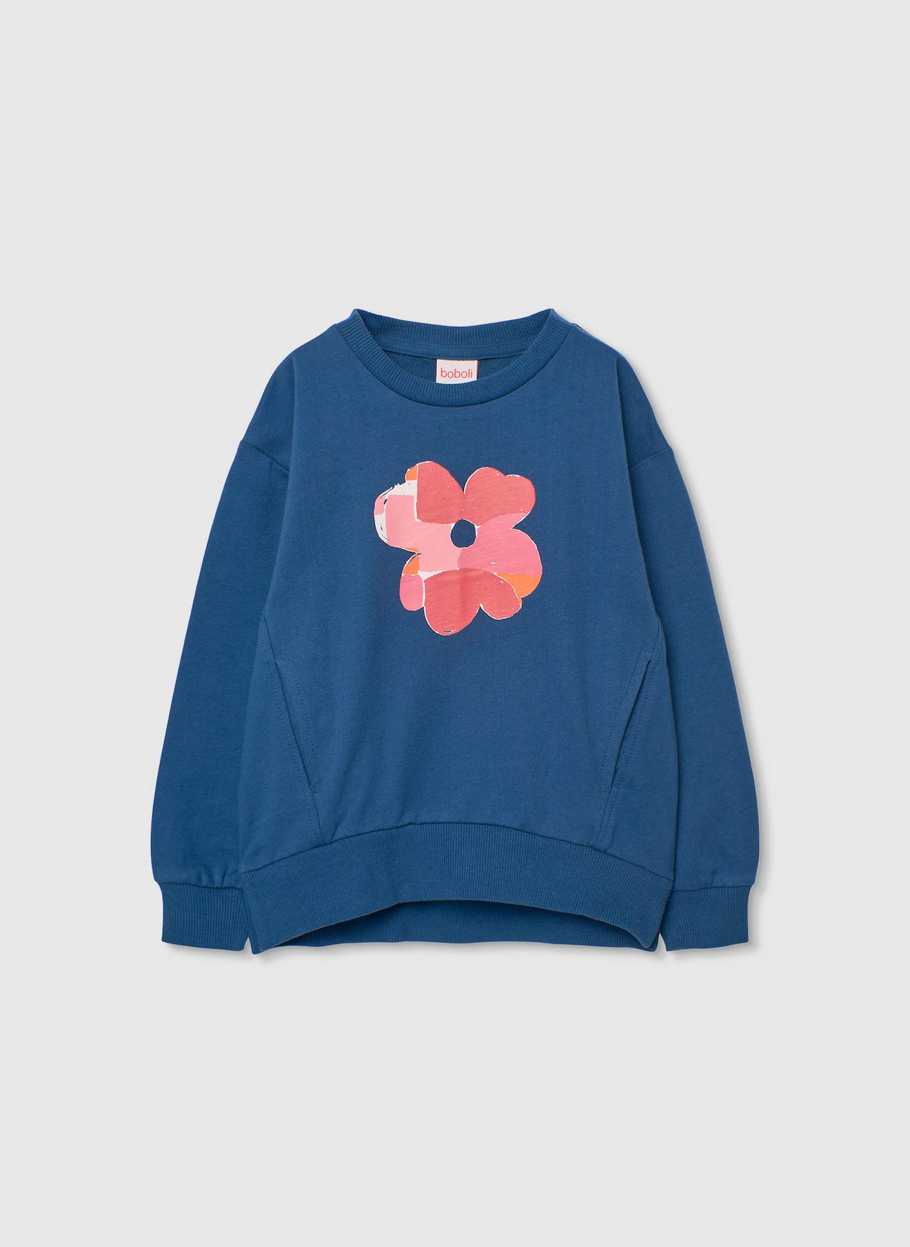 Sweat-shirt fille coton bleu
