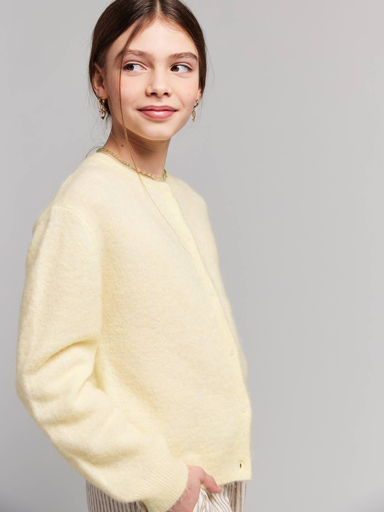 Gilet boutonné jaune pâle