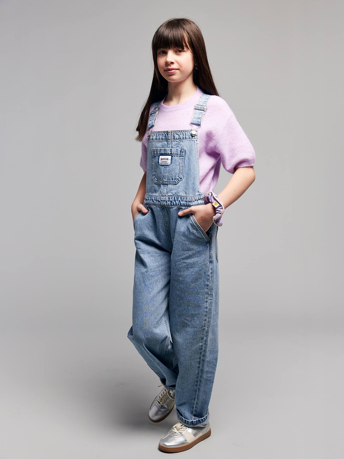 Salopette fille denim bleu clair