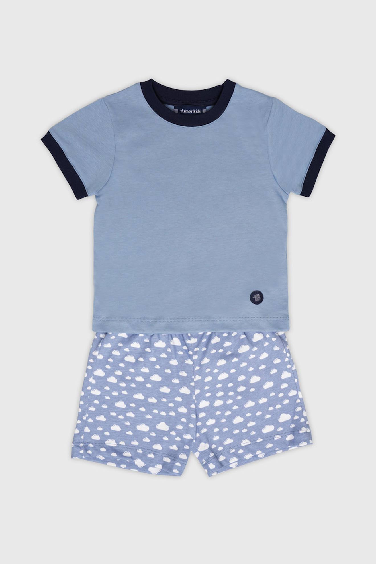 Pyjama short en coton léger enfant imprimé nuages ciel