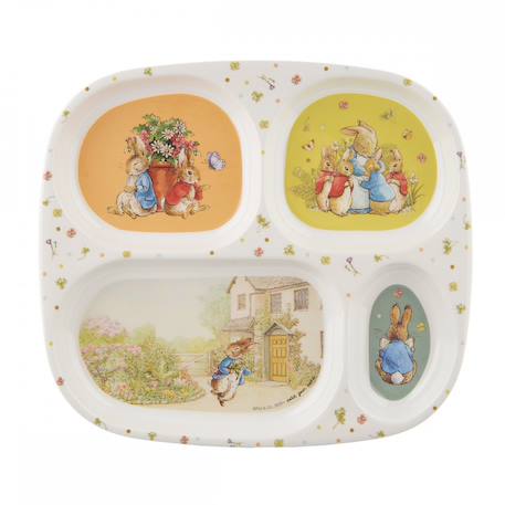 Petit Jour - Assiette Plateau À 4 Compartiments Pour Enfant Avec Rebords Ergonomiques Blanc