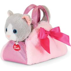 Jouet-Premier âge-Peluches-Peluche chat ultra douce avec sac à main décoratif pour jeux et câlins