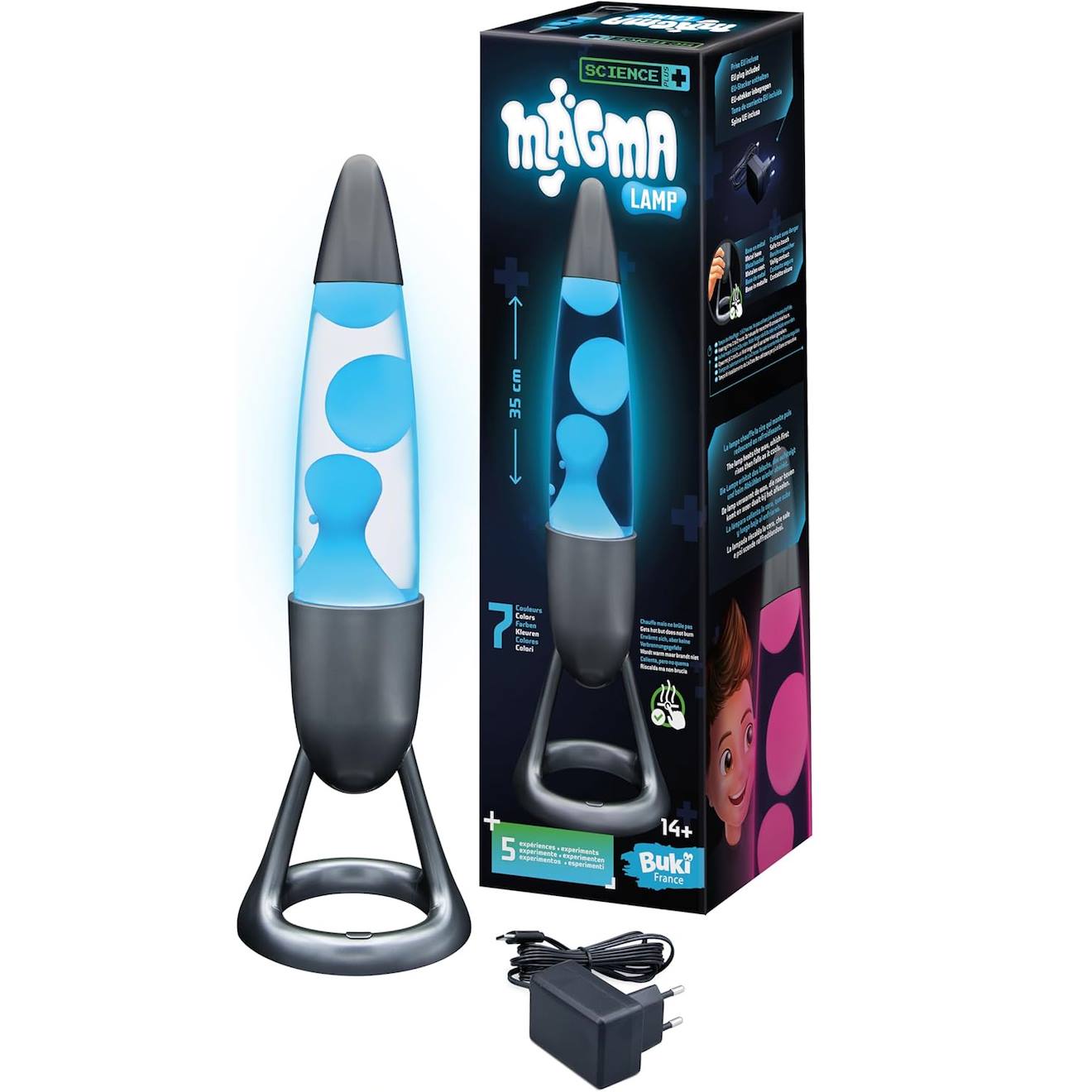 Lampe Magma Décorative Avec Éclairage Led Multicolore Et Cycle Automatique Gris