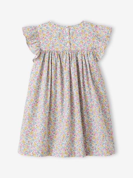 Robe fille imprimée fille manches à volants blanc imprimé+rose pâle+vert émeraude 2 - vertbaudet enfant 