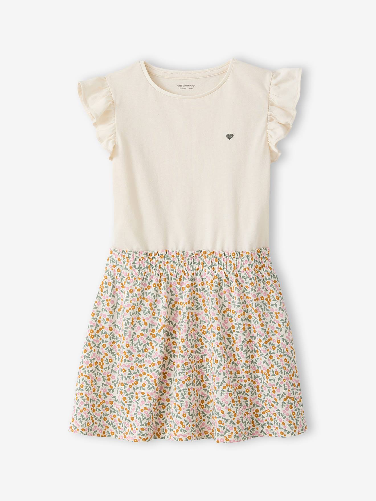 Robe fille effet 2 en 1 écru