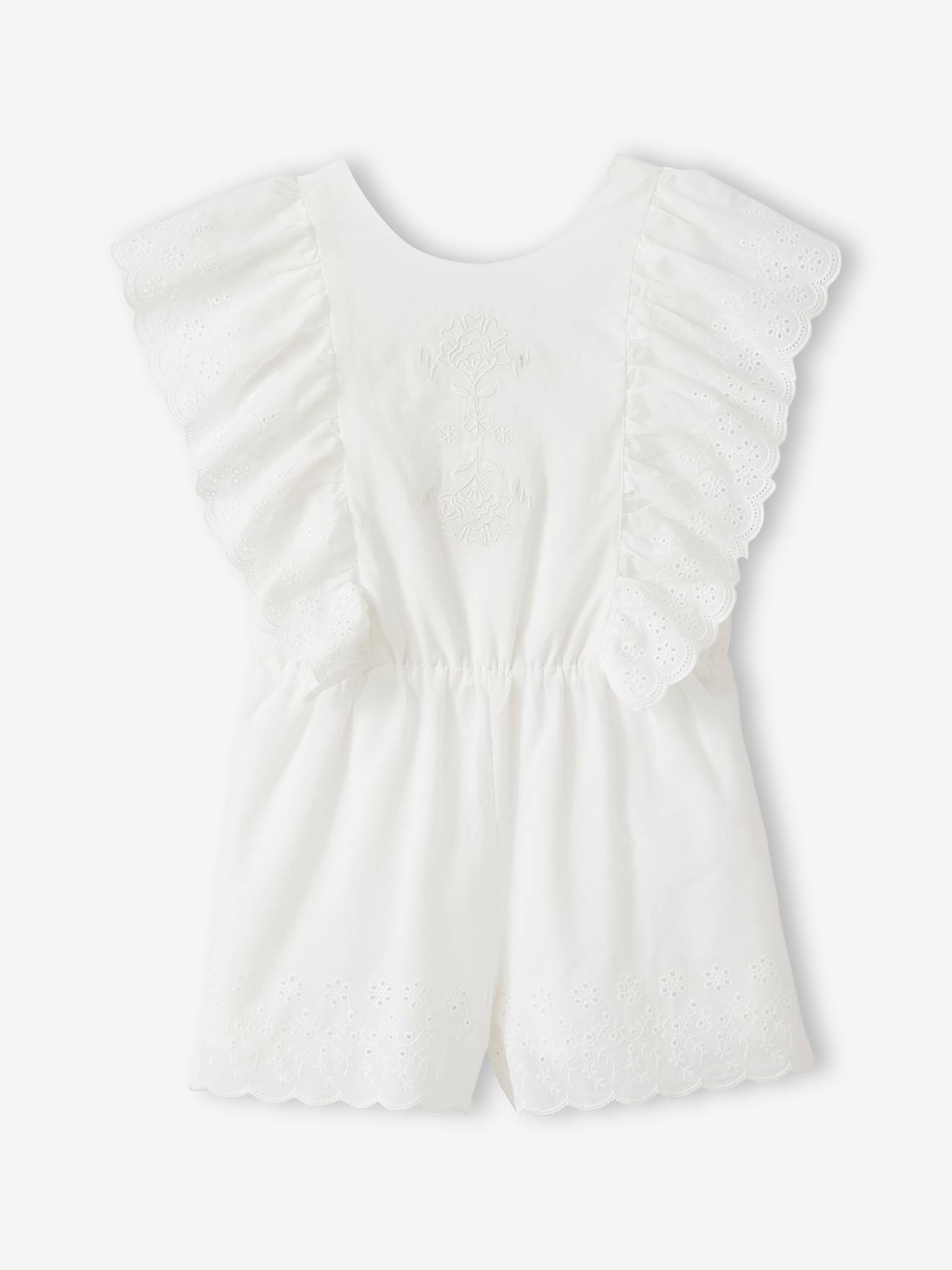 Combishort brodée coton blanc