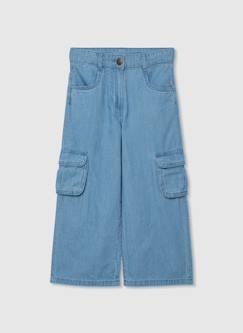 -Pantalon fille denim  délavée