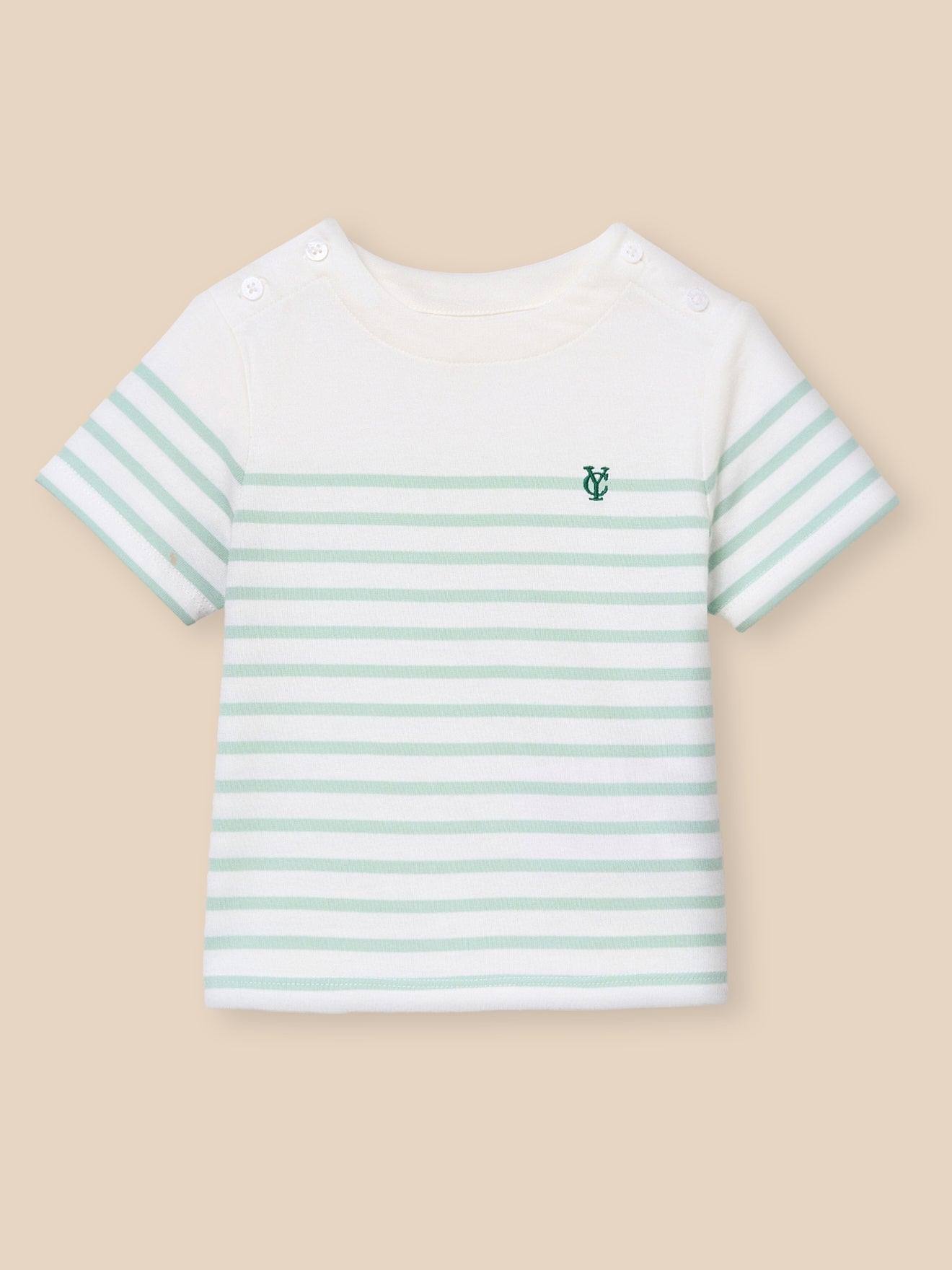 Marinière Bébé - Coton Biologique Rayure Amande