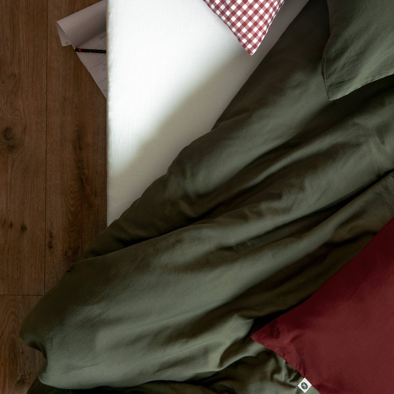 Housse De Couette Satin De Coton Bio Lavé 1 Personne Cyprès