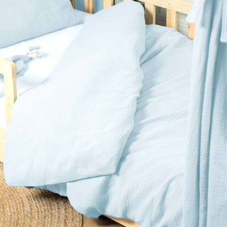 Housse de couette en gaze de coton jeanne Beige+Blanc+Blanc à pois or+Bleu+Camel+Écru+Gris clair+Rose+Terracotta+Vert de gris 19 - vertbaudet enfant 