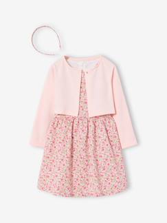 Ensemble 3 pièces robe cardigan serre tête  - vertbaudet enfant