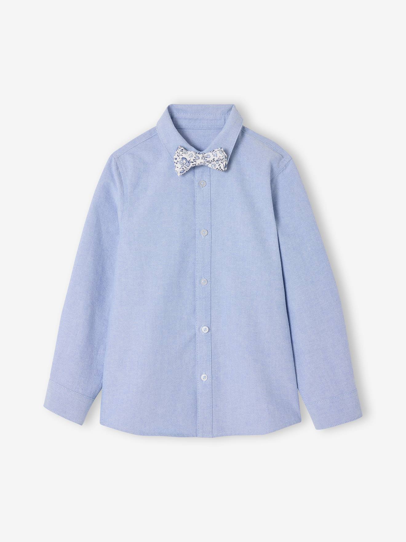Chemise manches longues nœud papillon bleu ciel