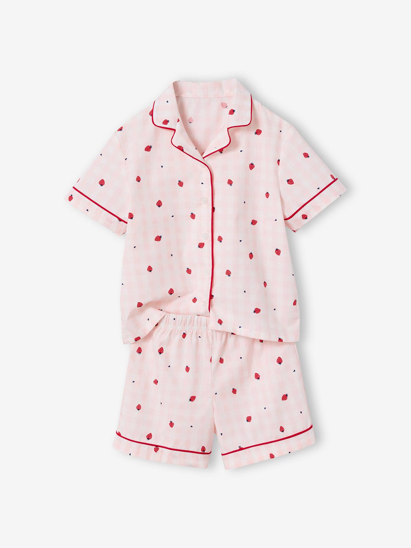 Ensemble pyjama short fraise rose pâle