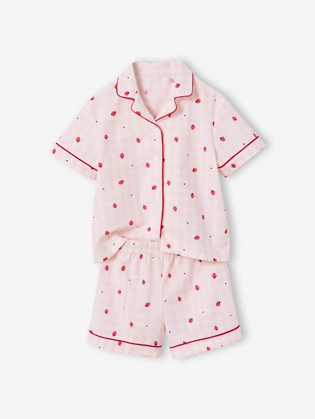 Fille-Ensemble pyjama short fraise